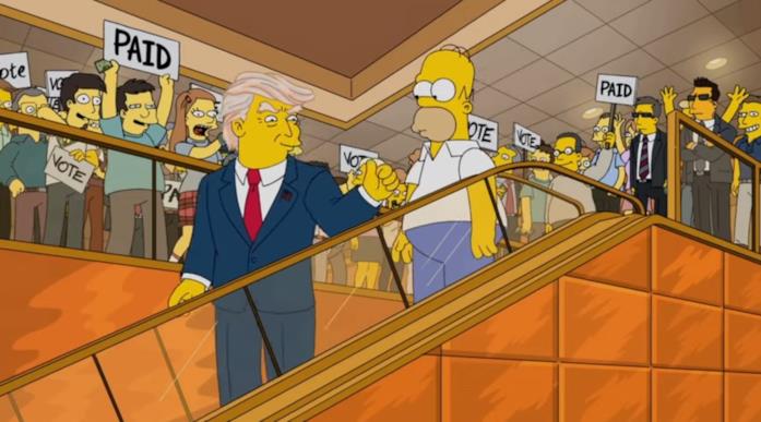 Homer Simpson e Donald Trump insieme in uno sketch Una sequenza di un episodio speciale dei Simpson