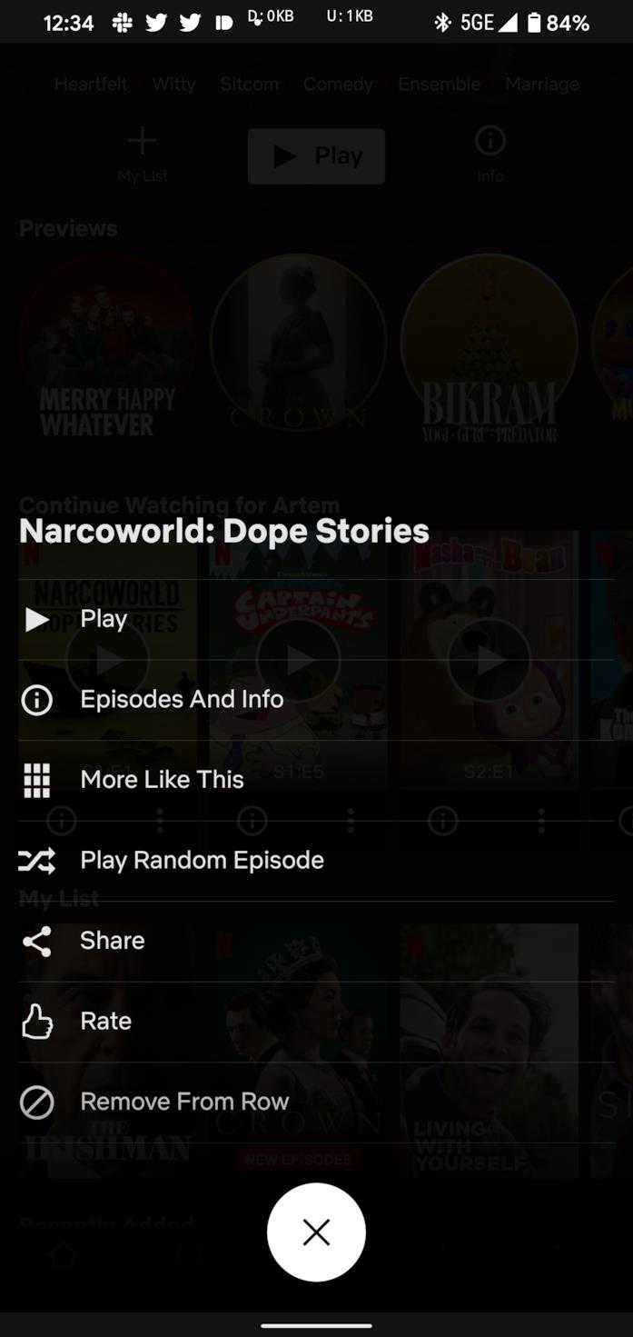 Netflix e la funzione shuffle La funzione shuffle nell'app di Netflix su Android