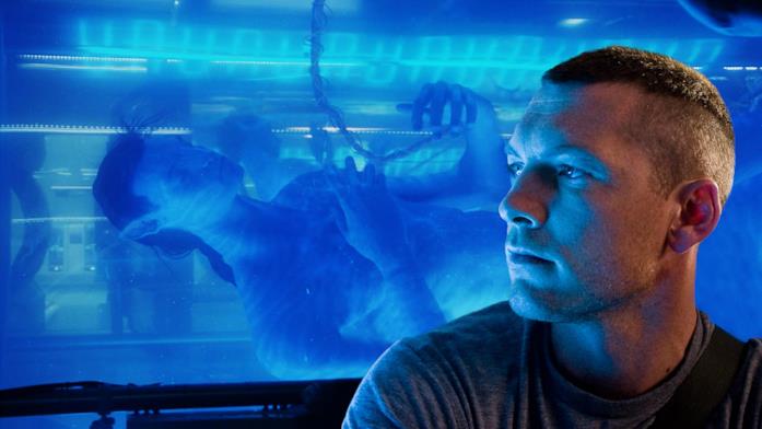 Sam Worthington in una scena di Avatar Sam Worthington nel film Avatar