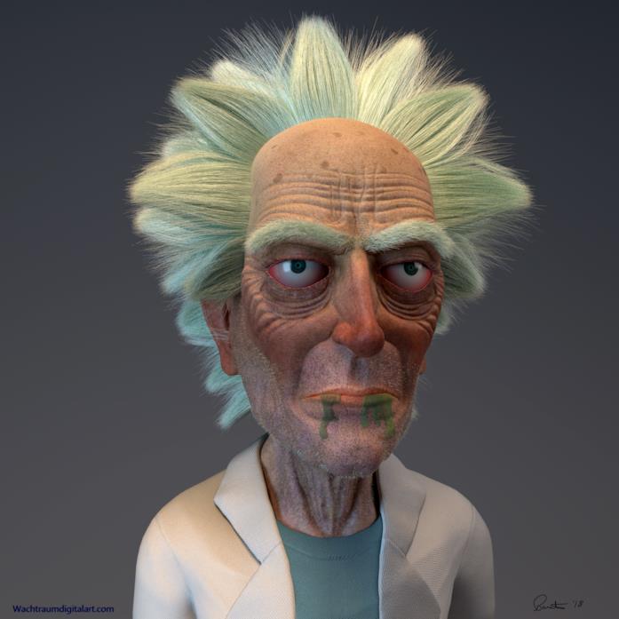 Il mezzobusto in 3D di Rick Sanchez