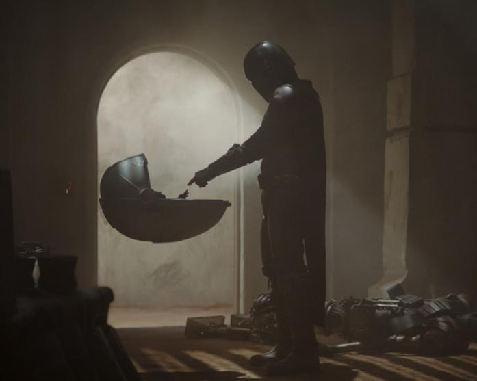 Una scena della serie The Mandalorian TV Disney+