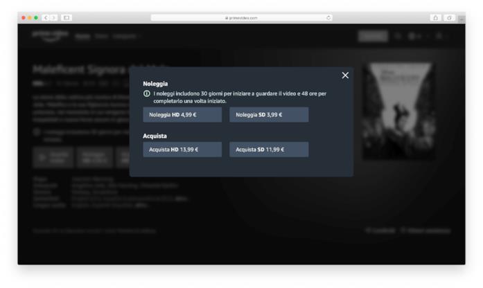Amazon Prime Video Store, anche Maleficent Signora del Male nel catalogo Le opzioni per noleggiare o acquistare Maleficent Signora del Male su Amazon Prime Video Store