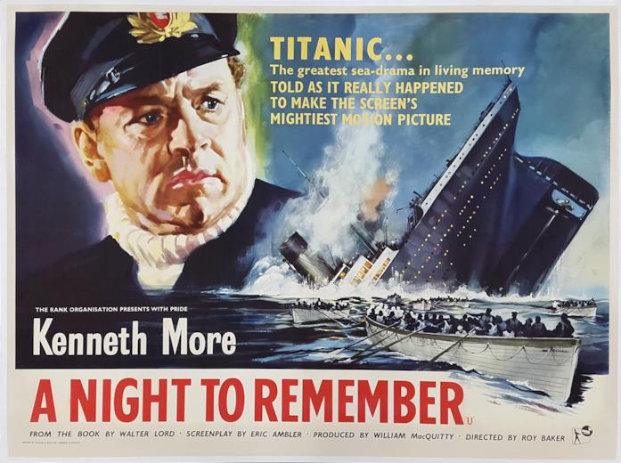 La locandina del film Titanic, Latitudine 41 Nord Kenneth Moore interpretava Titanic, Latitudine 41 Nord