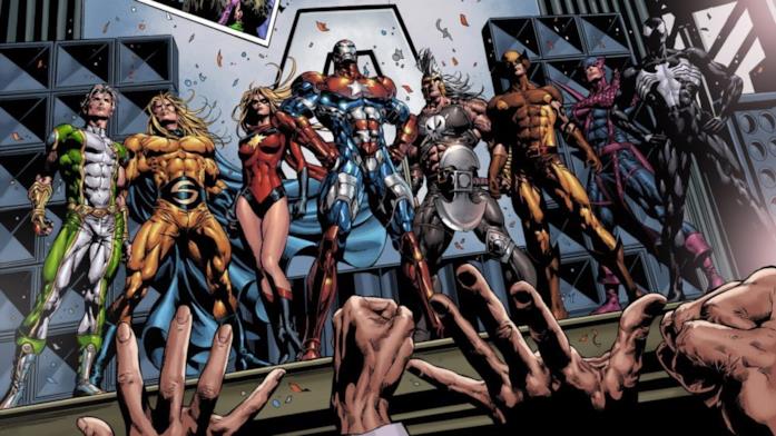 Il film sui Vendicatori della Fase 5 Marvel Studios potrebbe essere Dark Avengers? I Dark Avengers nei fumetti (da sinistra a destra): Noh-Varr, Sentry, Capitan Marvel, Iron Patriot, Ares, Wolverine, Occhio di Falco, Venom
