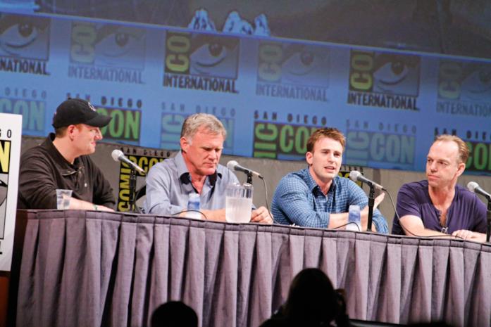 SDCC 2010 - Captain America: The First Avengers Kevin Feige, Joe Johnston, Chris Evans e Hugo Weaving nel 2010 al San Diego Comic-Con