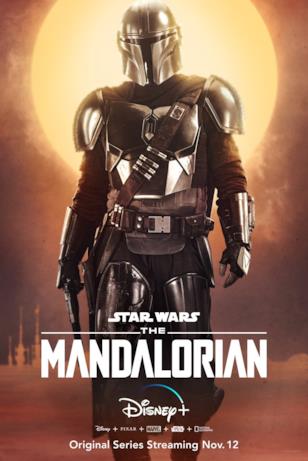 Primo piano del mandaloriano protagonista della serie The Mandalorian