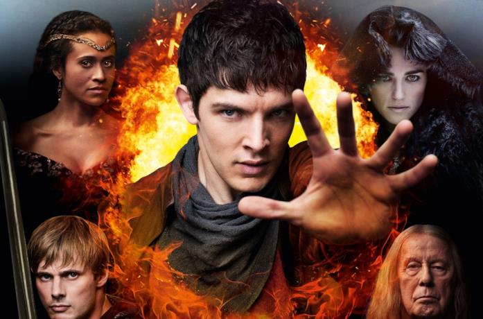 Immagine promozionale di Merlin con il cast al completo