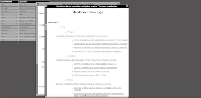 Il CERN vi riporta alla navigazione sul web del 1989 Screen della versione 1989 del sito NoSpoiler generata con un tool del CERN