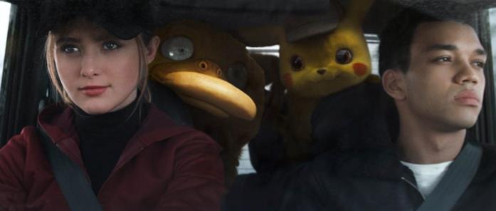 I protagonisti di Pokémon Detective Pikachu I protagonisti di Pokémon Detective Pikachu in macchina