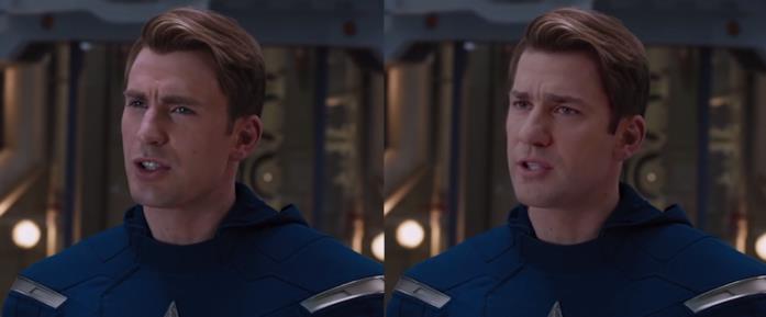 Cap vs Cap: Evans e Krasinski John Krasinski nel ruolo di Steve Rogers a confronto con l'interpretazione di Chris Evans