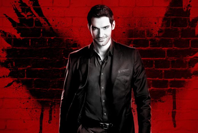 Lucifer su sfondo rosso