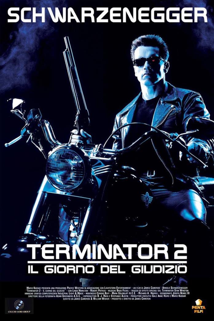 Terminator 2 - Il giorno del giudizio (1991) Arnold Schwarzenegger nel poster ufficiale del secondo capitolo della saga