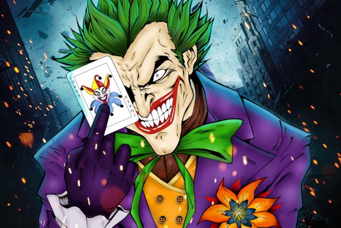 Joker con una carta in mano