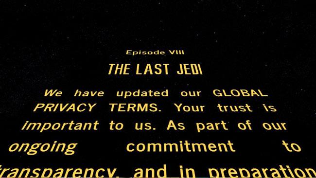 Opening Crawl di Star Wars con Privacy Policy