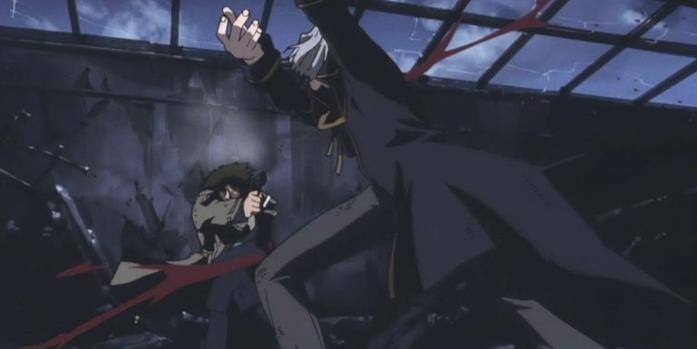 Spike e Vicious nel finale di Cowboy Bebop Scontro finale tra Spike e Vicious nell'ultimo episodio