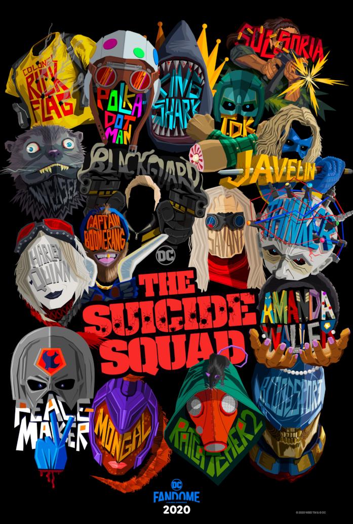 The Suicide Squad, il poster del DC FanDome 2020 I loghi dei personaggi di The Suicide Squad nel nuovo poster