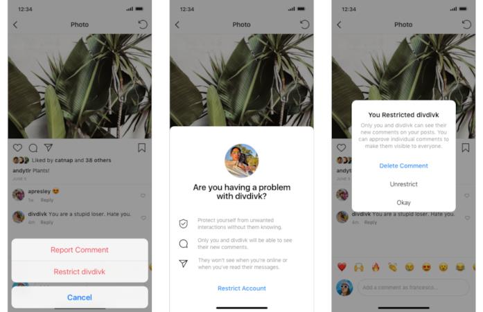 Su Instagram arrivano nuovi strumenti contro il cyber-bullismo, come Restrict La funzione Restrict in funzione su Instagram