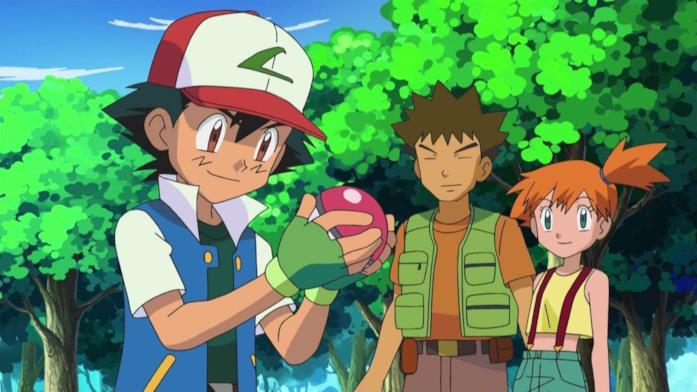 Ash, Misty e Brock nella prima stagione di Pokémon