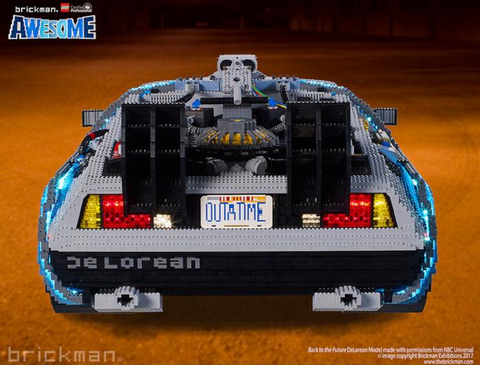 DeLorean di LEGO Dettagli della parte posteriore del modello di auto DeLorean di LEGO