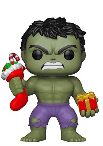 Funko- Pop: Marvel: Holiday Hulk con Stocking & Peluche (Bobblehead), Multicolore, 33984