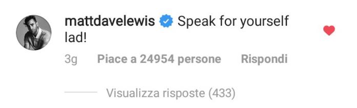 Matthew Lewis commenta la foto di Tom Felton su Instagram Matthew Lewis implacabile su Instagram