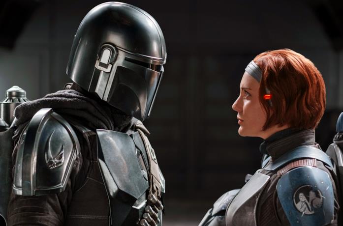 Mando e Bo-Katan nel finale della seconda stagione di The Mandalorian