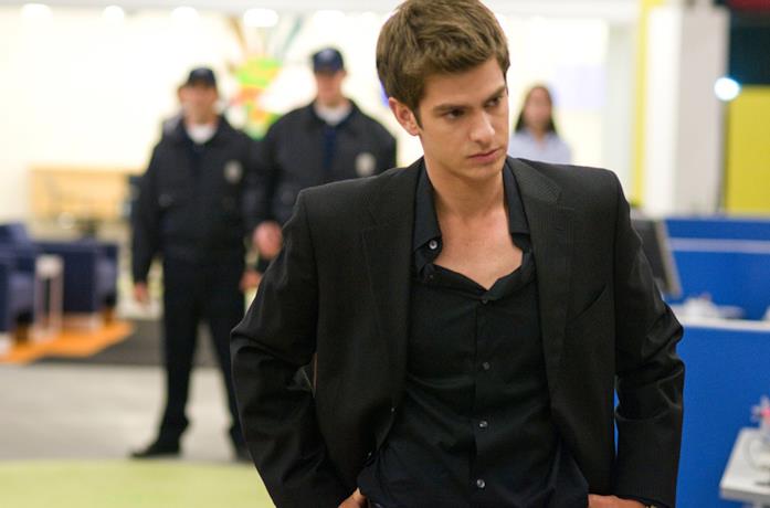Un'immagine di Andrew Garfield in The Social Network