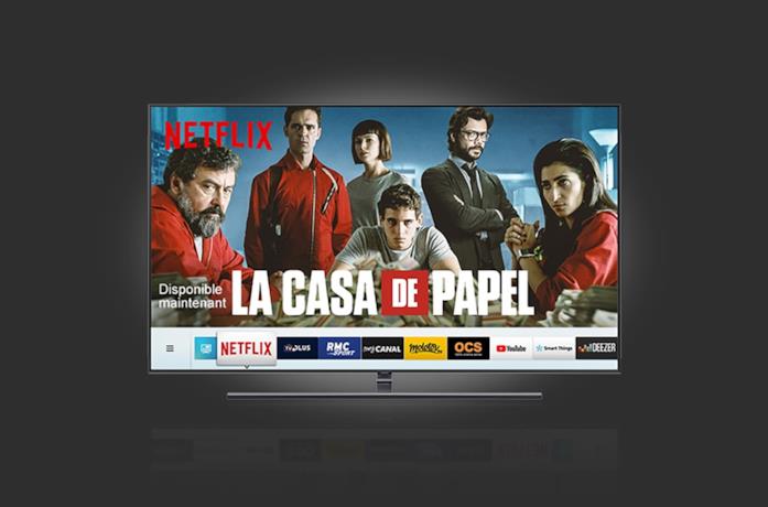 Immagine stampa di una Smart TV Samsung compatibile con Netflix
