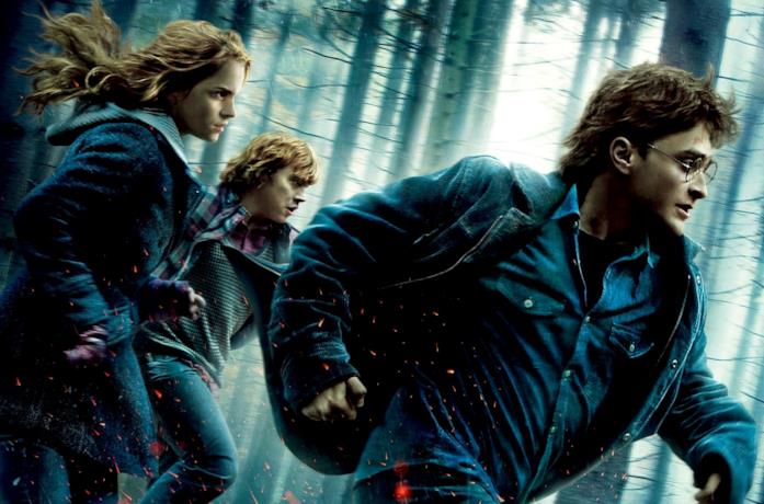 Harry, Ron e Hermione in una scena del settimo film