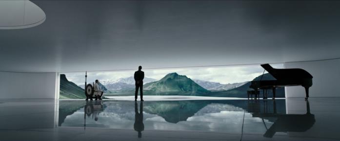 Weyland e David nella scena di apertura di Alien: Covenant Guy Pierce e Michael Fassbender interpretano Weyland e David