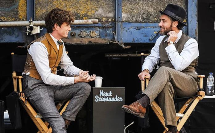 Eddie Redmayne e Jude Law sul set di Animali Fantastici 2