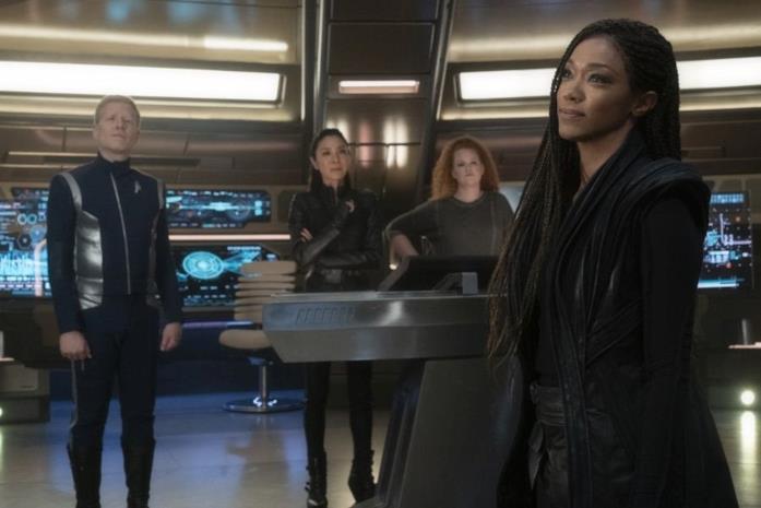 L'equipaggio di Star Trek: DIscovery è pronto per la terza stagione I personaggi di Stamets, Georgiou, Tilly e Burnham all'interno dell'astronave