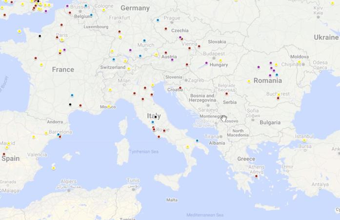 Italia: le location horror L'Italia nella Mappa dei film horror