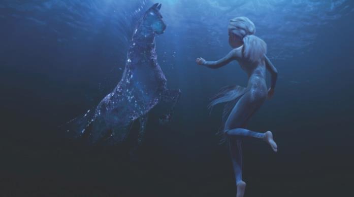 Elsa faccia a faccia con il Nokk Il Nokk è guardiano della magia a nord di Arendelle