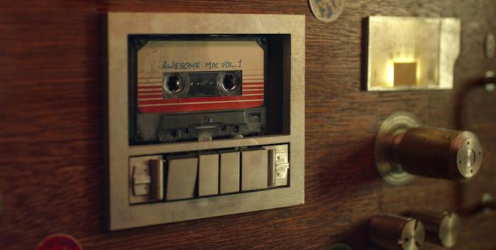 L'Awesome Mix Vol. 1, la colonna sonora di Guardiani della Galassia L'impianto hi-fi presente all'interno della Milano, l'astronave di Star-Lord