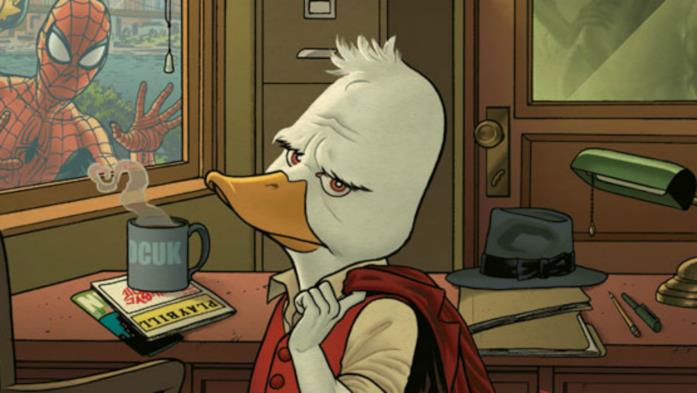 Un primo piano di Howard il papero in un'illustrazione targata Marvel Comics