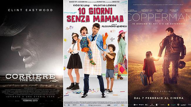 I poster dei film Il corriere - The Mule, 10 giorni senza mamma, Copperman