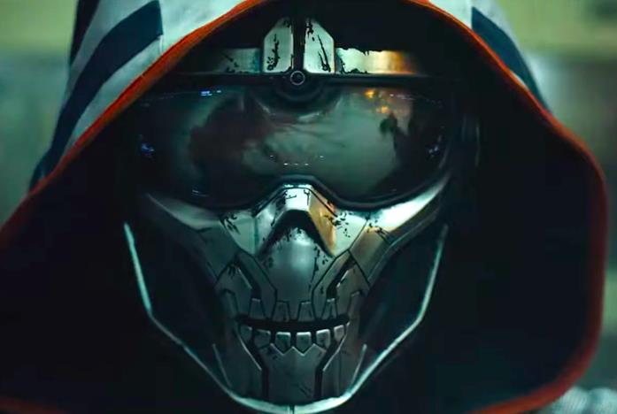 La maschera a forma di scheletro che copre il volto di Taskmaster