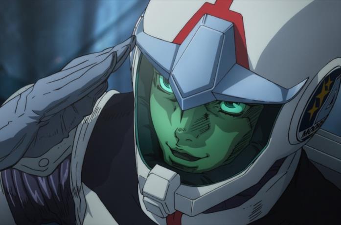 Una scena dell'anime Mobile Suit Gundam Thunderbolt di Yasuo Ohtagaki