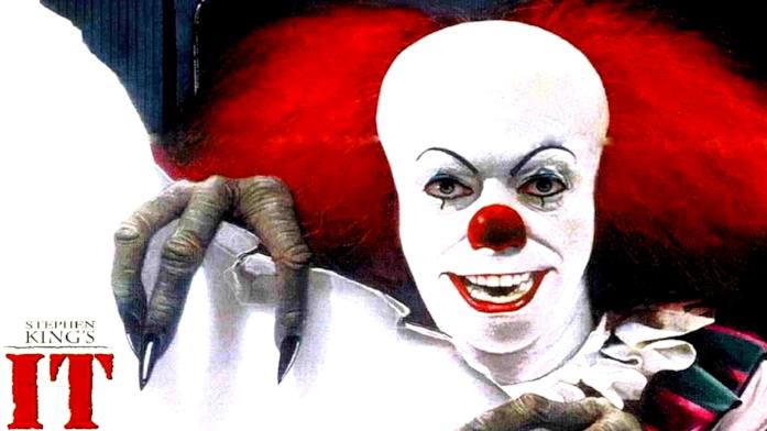 La locandina televisiva della mini-serie di IT Il clown Pennywise è interpretato da Tim Curry