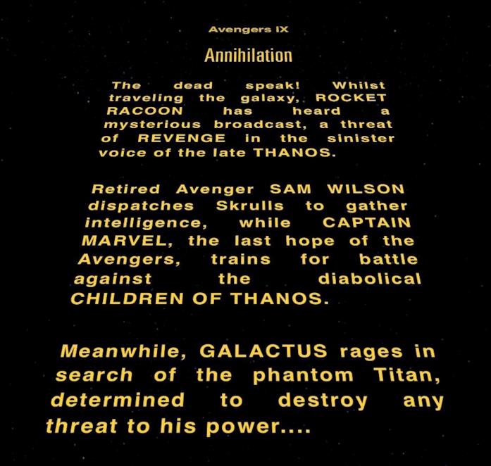 Un fan immagina la 'trama' di un surreale Avengers IX in stile Star Wars L'opening crawl di un ipotetico Avengers IX realizzato da un fan