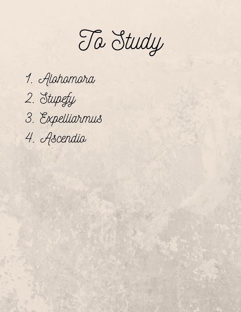 La lista di incantesimi da studiare per poter risolvere l'enigma Se dall'escape room vuoi uscire, gli inantesimi devi studiare