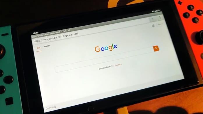 Il browser di Android su Nintendo Switch