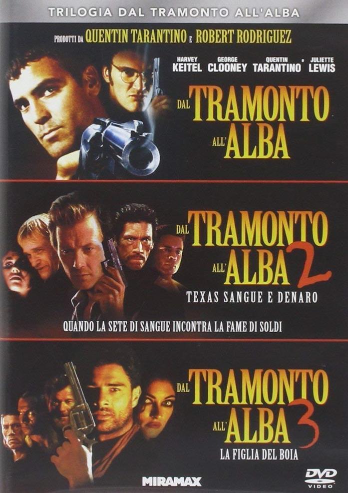 La cover della trilogia di Dal tramonto all'alba I tre film di Dal tramonto all'alba in DVD e blu-ray