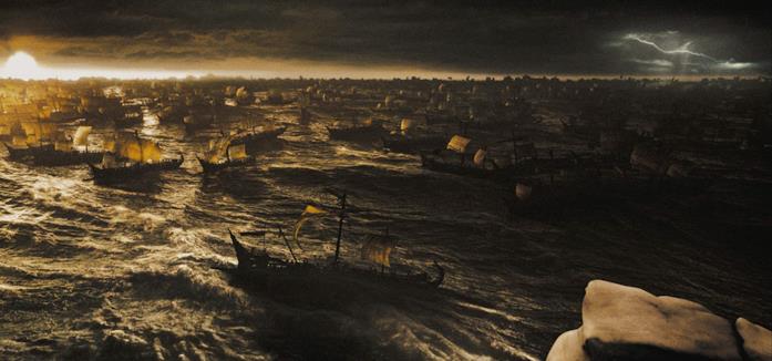 300, i fatti storici dietro al film La battaglia navale in una scena del film 300