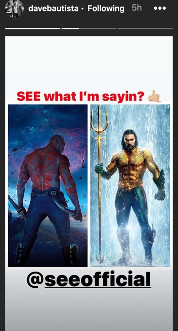 Il collage di Dave Bautista Drax e Aquaman