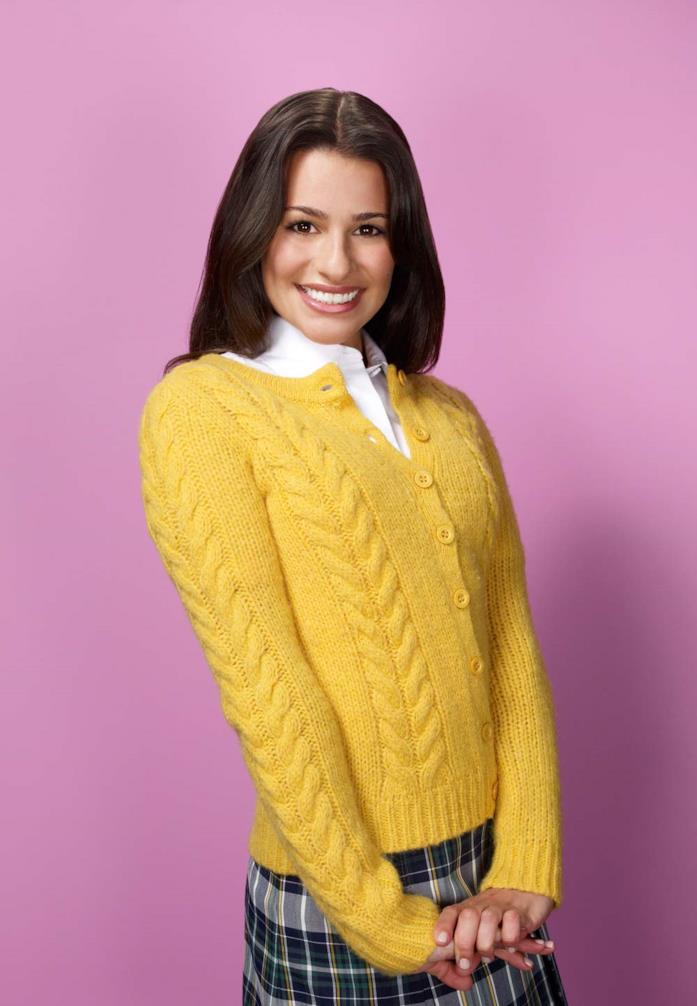 Lea Michele in una foto di 10 anni fa, nella prima stagione di Glee Lea Michele è Rachel Berry in Glee