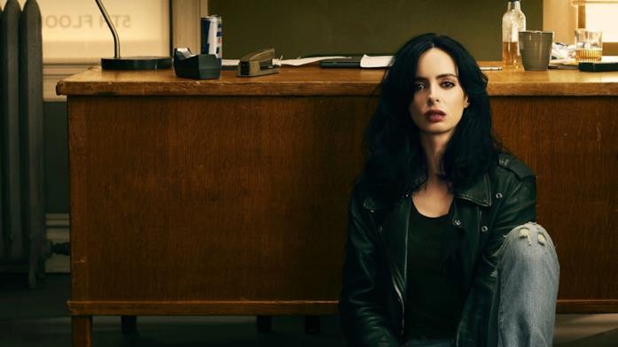 Krysten Ritter è Jessica Jones in una foto promozionale della serie Krysten Ritter, protagonista di Jessica Jones