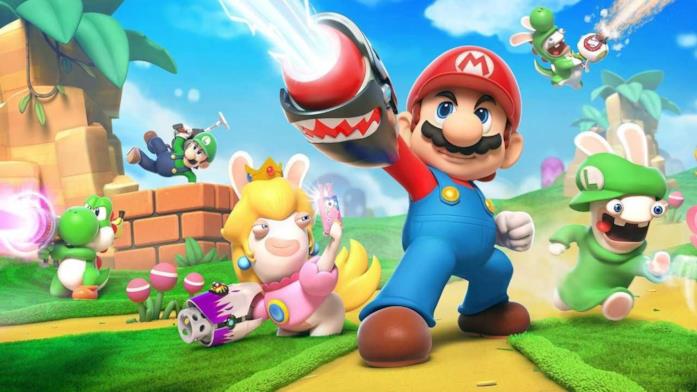 Mario e i Rabbids posano sulla copertina del loro videogame