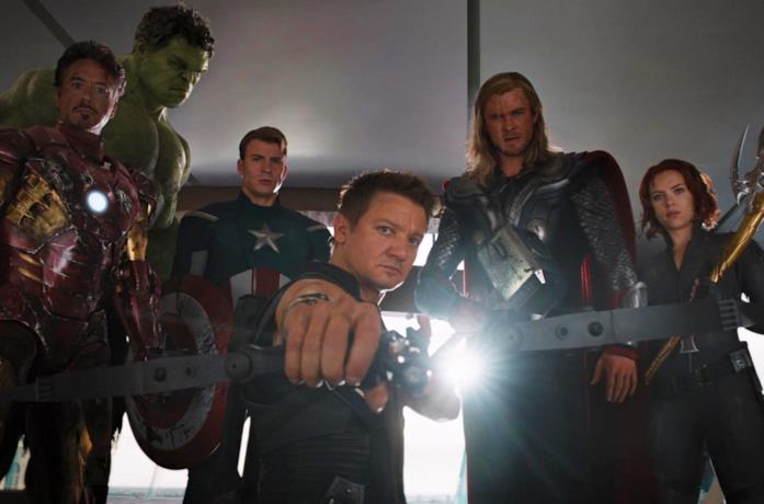 I Vendicatori al completo in una scena di The Avengers